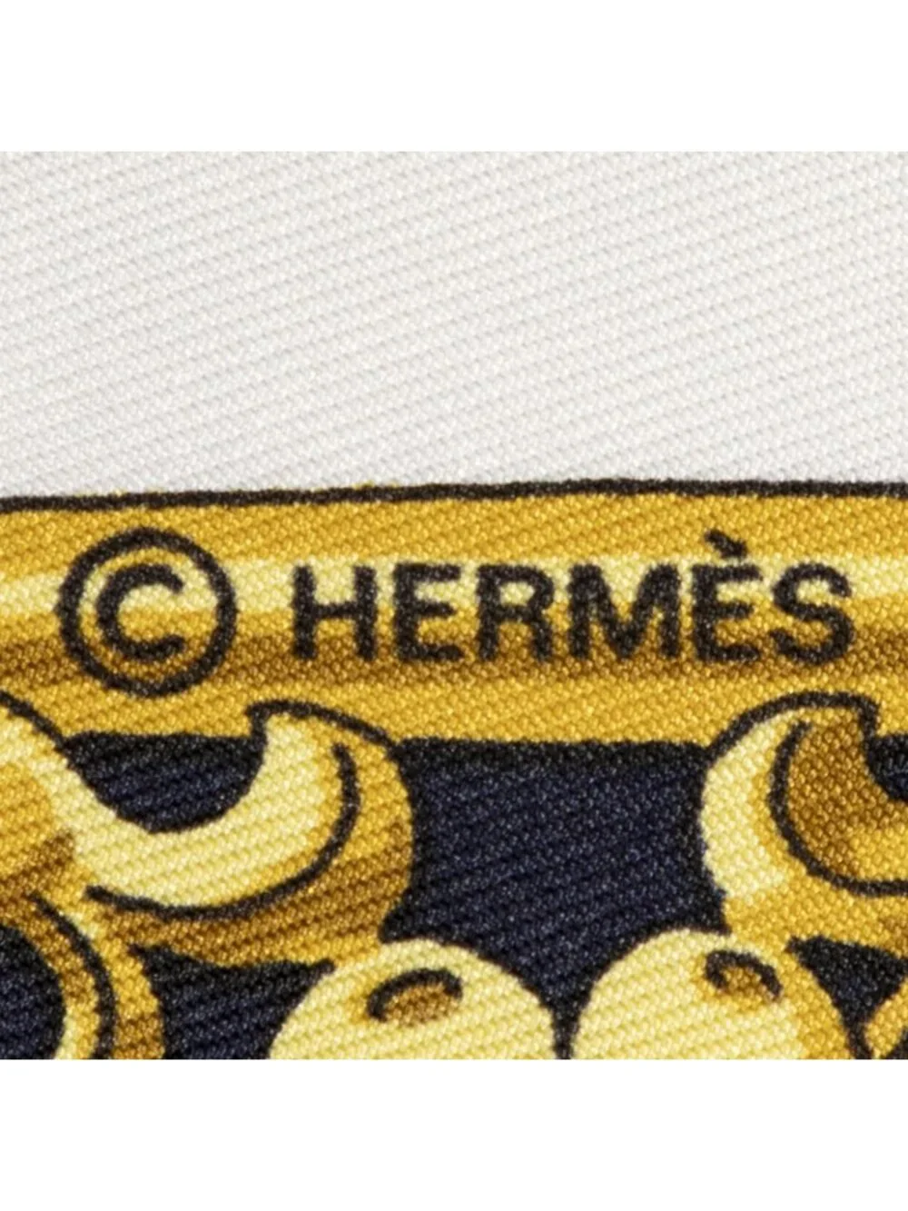 Hermes Scarf Navy Gold White Silk